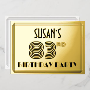 Invitation En Aluminium Fête du 83e anniversaire — Style Art déco « 83 » &