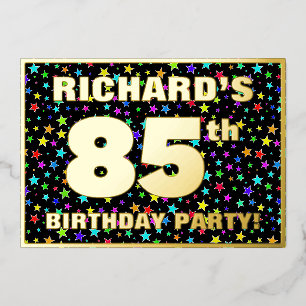 Invitation En Aluminium Fête du 85e anniversaire — motif d'étoiles colorée