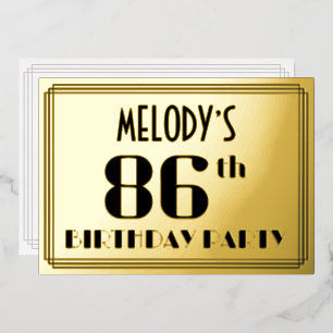 Invitation En Aluminium Fête du 86e anniversaire : décoration de style Art