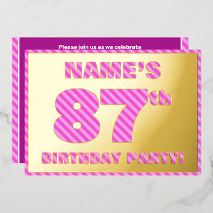 Invitation En Aluminium Fête du 87e anniversaire — Audacieux, amusant, ros
