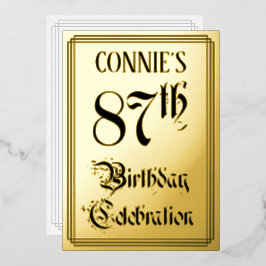 Invitation En Aluminium Fête du 87e anniversaire — Script élégant + Nom pe