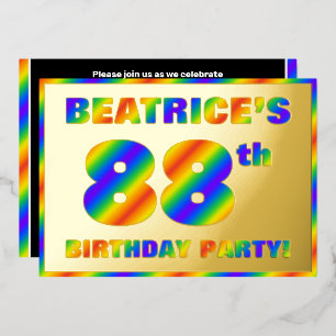 Invitation En Aluminium Fête du 88e anniversaire — Amusant, Rainbow Spectr