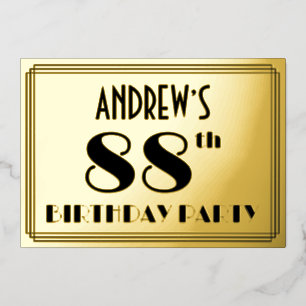 Invitation En Aluminium Fête du 88e anniversaire — Regarder Art Déco "88" 