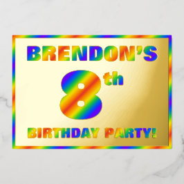 Invitation En Aluminium Fête du 8e anniversaire — Amusant, Rainbow Spectru