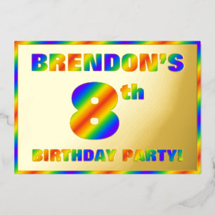 Invitation En Aluminium Fête du 8e anniversaire — Amusant, Rainbow Spectru