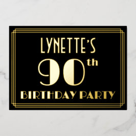 Invitation En Aluminium Fête du 90e anniversaire : Art Déco Look "90", ave