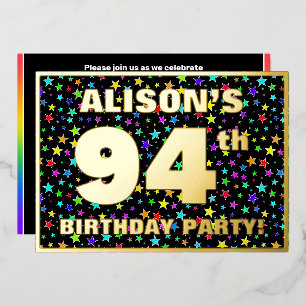 Invitation En Aluminium Fête du 94e anniversaire — Motif d'étoiles amusant
