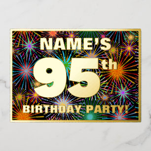 Invitation En Aluminium Fête du 95e anniversaire — Fun d'artifice amusant 
