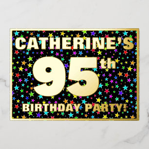 Invitation En Aluminium Fête du 95e anniversaire — motif d'étoiles colorée