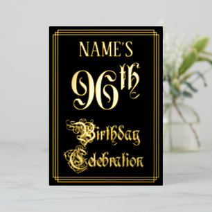 Invitation En Aluminium Fête du 96e anniversaire — Script fantaisie et nom