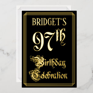 Invitation En Aluminium Fête du 97e anniversaire — Script fantaisie et nom