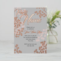 Fête Fleurie Élégante Gris Rose Personnalisée