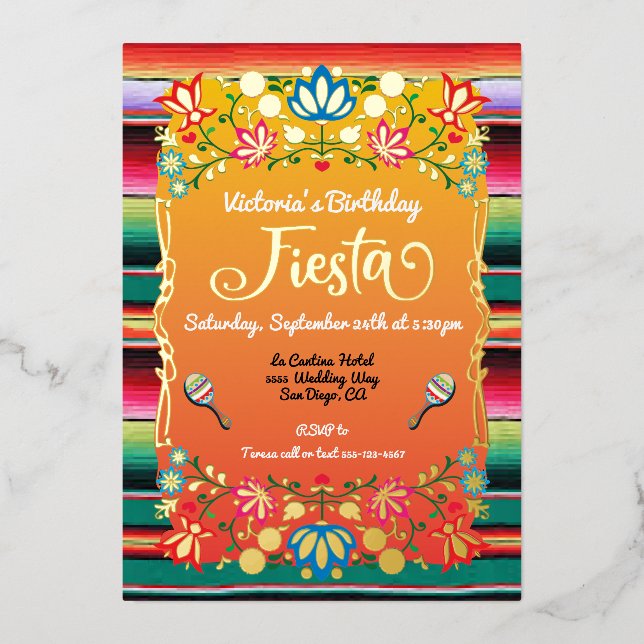 Invitation En Aluminium Fête mexicaine (Recto)
