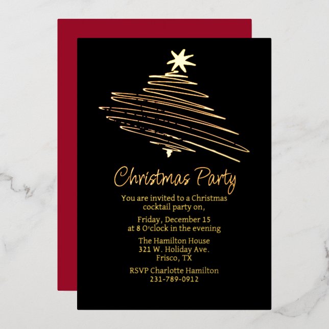 Invitation En Aluminium Fêtes de Noël Abstraites (Recto/Verso)