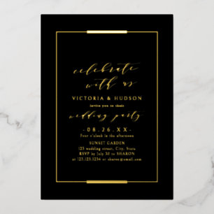 Invitation En Aluminium Fêtez Avec Nous ! Mariage d'élégance encadrée d'or