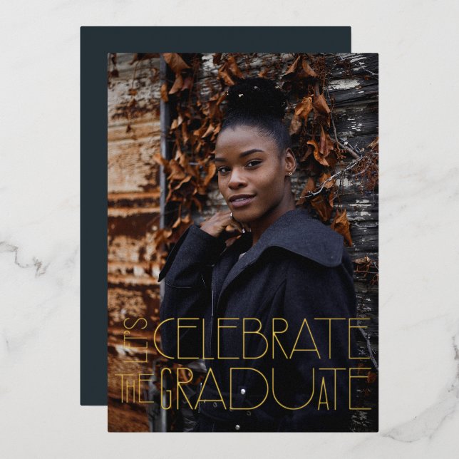 Invitation En Aluminium Fêtons la Graduate 2023 Bold Graduation (Recto/Verso)