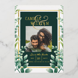 Invitation En Aluminium Feuillage Papier Doré PHOTO QR CODE Date de Mariag