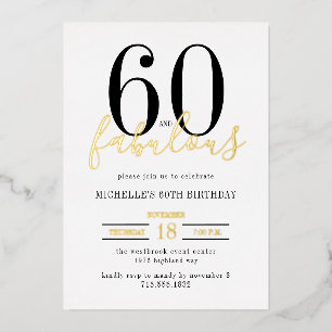 Invitation En Aluminium Feuille d'aluminium pour fête d'anniversaire 60 an