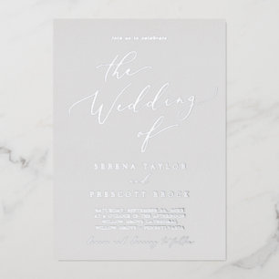 Invitation En Aluminium Feuille d'argent délicate   Gris Le Mariage De