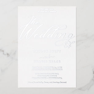 Invitation En Aluminium Feuille d'Argent Délicate   Mariage du Nouvel An 