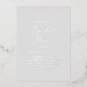 Invitation En Aluminium Feuille d'Argent Délicate   Réception de Mariage G