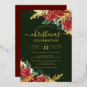 Invitation En Aluminium Feuille de métal doré rouge joyeux Noël Fête