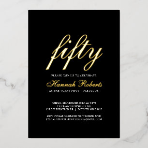 Invitation En Aluminium Feuille d'or Cinquante et Fantastique 50e Annivers