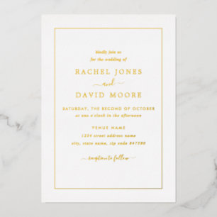 Invitation En Aluminium FEUILLE D'OR VÉRITABLE Mariage Moderne 