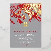 Feuille double Xi Mariage chinois gris et rouge ba