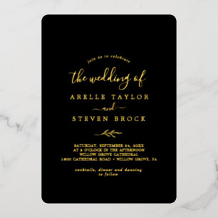 Invitation En Aluminium Feuille minimale   Gold Foil Black Le Mariage de