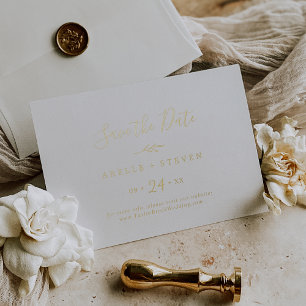 Invitation En Aluminium Feuille minimale   Gold Foil Horizontal Enregistre