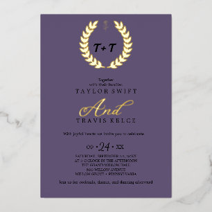 Invitation En Aluminium Feuille minimale   Tout-en-un argent et or