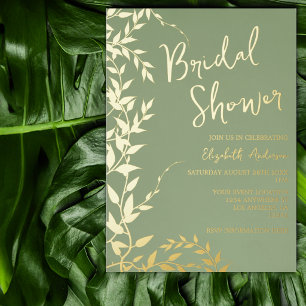 Invitation En Aluminium Feuilles Botaniques Vert Sauge Enterrement de Vie