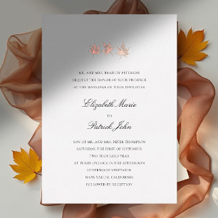 Invitation En Aluminium Feuilles d'automne Mariage Formel Moderne Classiqu