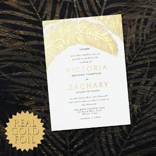 Invitation En Aluminium Feuilles de palmier d'été tropical Mariage Or