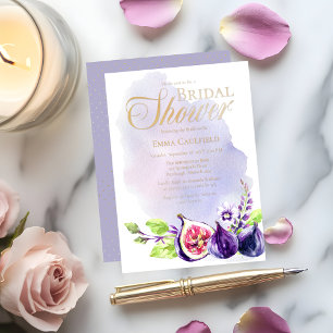 Invitation En Aluminium Figes Boho Purple Lavender Fête des mariées floral
