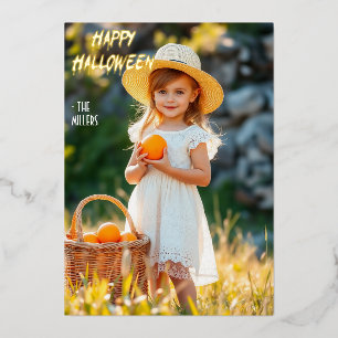 Invitation En Aluminium Fille avec panier Citrouille Bonne Halloween