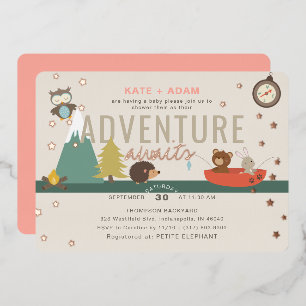 Invitation En Aluminium Fille des bois, l'aventure vous attend, Baby Showe