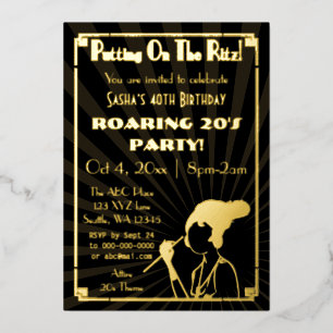 Invitation En Aluminium Fille flapper art déco des années 20 