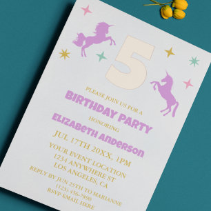 Invitation En Aluminium Filles d'anniversaire Licorne Magique