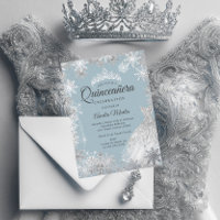 Fléau de neige bleu argenté en hiver Quinceanera