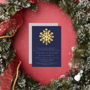 Invitation En Aluminium Flèche de neige minimaliste   Mariage bleu de la m