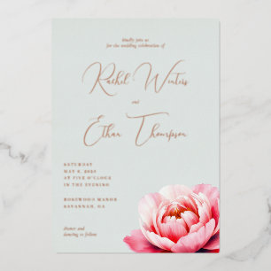 Invitation En Aluminium Fleur bleue pâle élégante