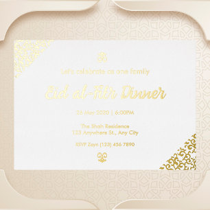 Invitation En Aluminium Fleur d'or pour l'Aïd el-Fitr
