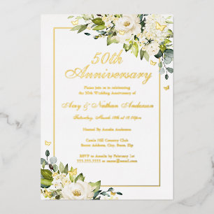 Invitation En Aluminium Fleur Golden Butterfly 50e anniversaire Mariage