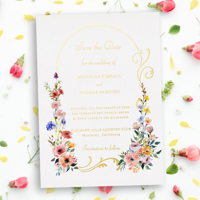 Invitation En Aluminium Fleur sauvage Arch Wedding Enregistrer la date (Créateur téléchargé)