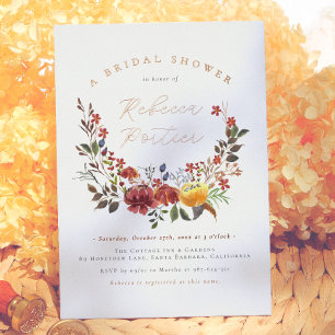 Invitation En Aluminium Fleur sauvage brillant Boho Floral Automne Fête de