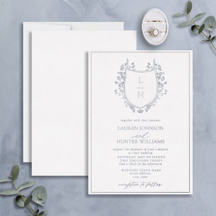 Invitation En Aluminium Fleur sauvage classique Monogram Crest Mariage Arg