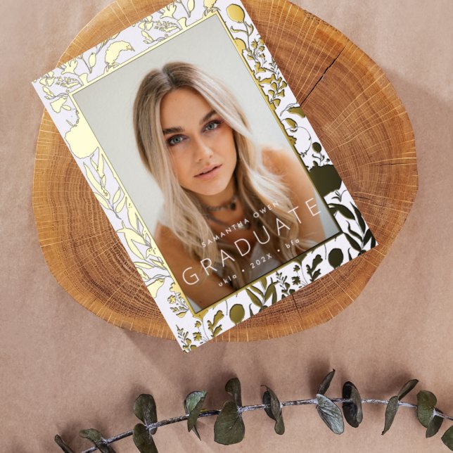 Invitation En Aluminium Fleur sauvage de presse Gold Leaf Foil Grad Faire- (Créateur téléchargé)