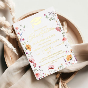 Invitation En Aluminium Fleur sauvage élégant Meadow Garden Graduation